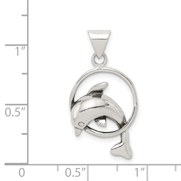 925 Sterling Silver Small Dolphin Nautical Sea Life Necklace Charm Pendant - Picture 3 of 4